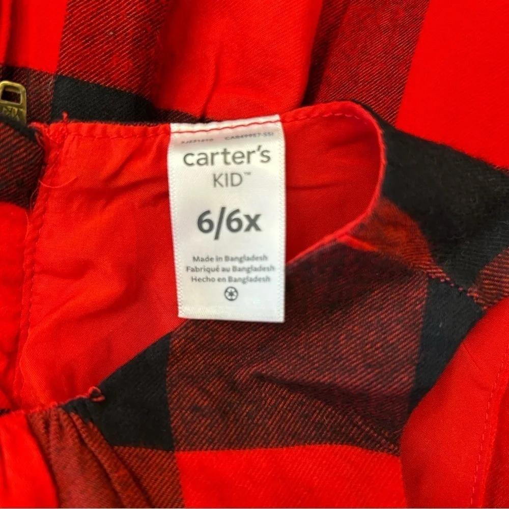 CARTER’S Buffalo Plaid Sleeveless Dress with Bows